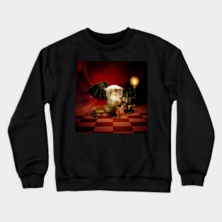 Cute little steampunk owl with sunglasses Crewneck Sweatshirt